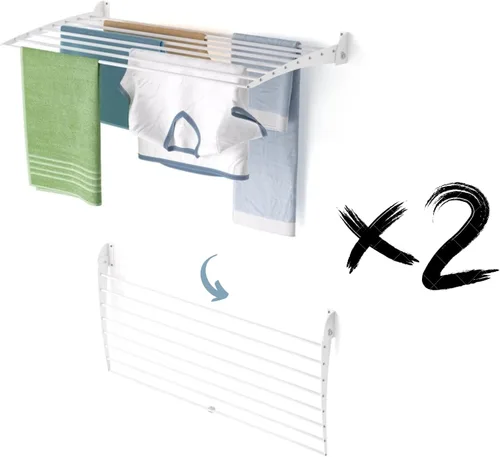 Miniatura 28 de foxydry Tendedero plegable para colgar en la pared, vertical plegable para interiores y exteriores, en acero aluminio (31.5 in)