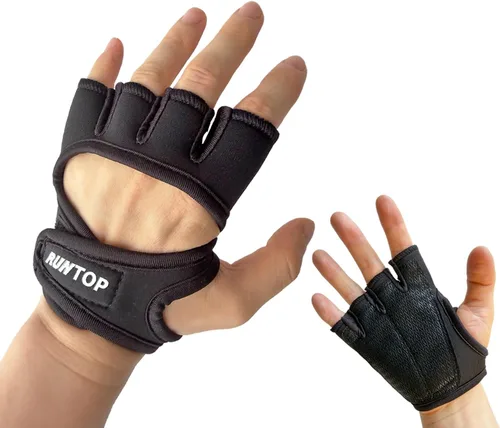 RUNTOP - Guantes de entrenamiento para levantamiento de pesas con acolchado de silicona - Guantes de ejercicio perfectos para mujeres y hombres,