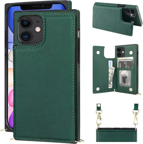 Miniatura 17 de Bocasal Funda tipo cartera cruzada para iPhone 11 Pro Max, soporte para tarjetas de crédito, de piel sintética, a prueba de golpes, desmontable