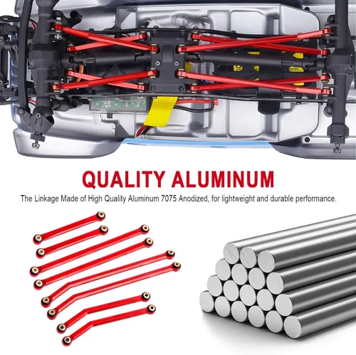 Miniatura 5 de Hobbypark Actualizaciones de aluminio de alta liquidación de enlaces para Axial SCX24 Gladiator AXI00005 Actualizaciones 1/24 RC Crawler Car (rojo)