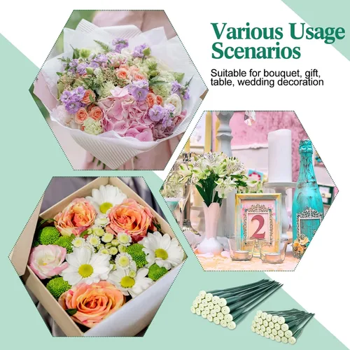 Miniatura 6 de 144 tubos de agua florales verdes, tubos de flores de plástico para flores frescas con tapa de goma para arreglos de tallos florales, 2 tamaños