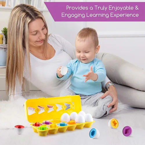 Miniatura 4 de Play Brainy Huevos a juego de forma y color - Juguete de huevo de Pascua - Juguete educativo Montessori STEM para niños pequeños y preescolares