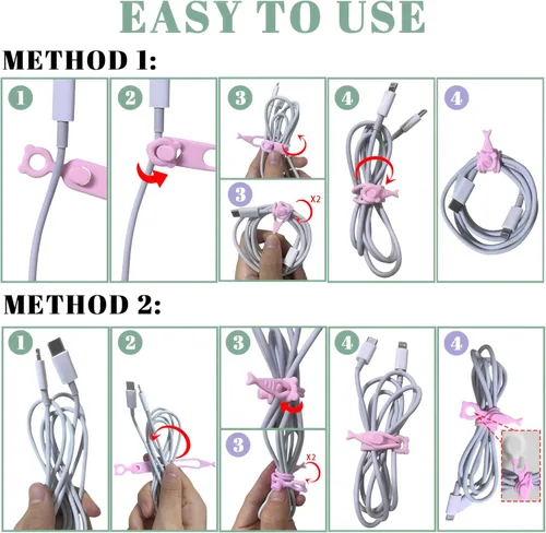 Miniatura 2 de Organizador de cables, 36 bridas de silicona reutilizables, resistentes a la intemperie, organizador de cables de viaje de alta elasticidad