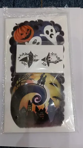 Miniatura 8 de Yazhiji 40 hojas de tatuajes temporales de Halloween, calabaza, bruja, azúcar, cráneo, tatuajes familiares, para mujeres, hombres, niños y niñas