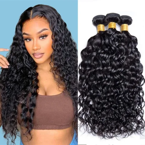 Miniatura 9 de Paquetes de cabello humano onda de agua 4 paquetes 10 12 14 16 pulgadas 10A brasileño virgen rizado profundo paquetes 100% sin procesar mojado