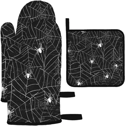 Miniatura 13 de Mxocom Juego de 3 guantes de horno y agarraderas de leopardo de oro rosa para cocina, cocina, hornear, asar a la parrilla, almohadillas calientes