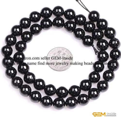 Miniatura 3 de GEM-Inside Cuentas sueltas de espinela negra de GEM-Inside, piedra preciosa natural de 8mm, redonda, suave, de cristal de energía para hacer joyas