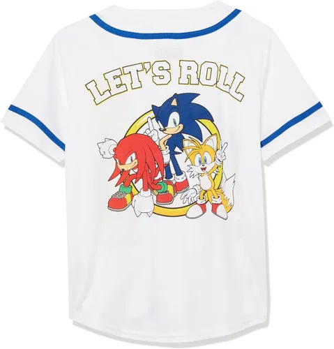 Miniatura 2 de Sega Sonic The Hedehog, Tails & Knuckles - Camiseta de béisbol clásica de malla con botones
