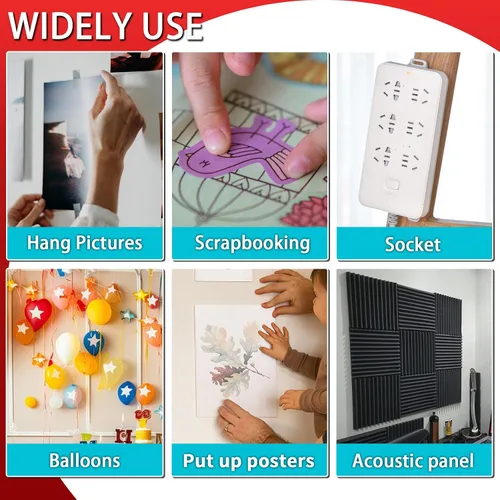 Miniatura 7 de Urdar Brunnr Cinta de doble cara para colgar pósteres, decoraciones, adhesivo fuerte extraíble para montaje, tiras con puntos para globos, foto