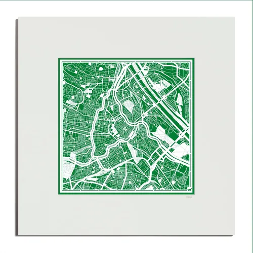 Miniatura 34 de O3 Design Studio Mapa de corte de papel Madrid negro mate de 20 x 20 pulgadas