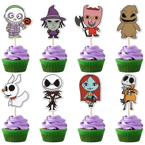 Miniatura 35 de 30 piezas de adornos para cupcakes con purpurina – Púas de cupcakes de Halloween para niños, cumpleaños, festival, fiesta, decoración de pasteles