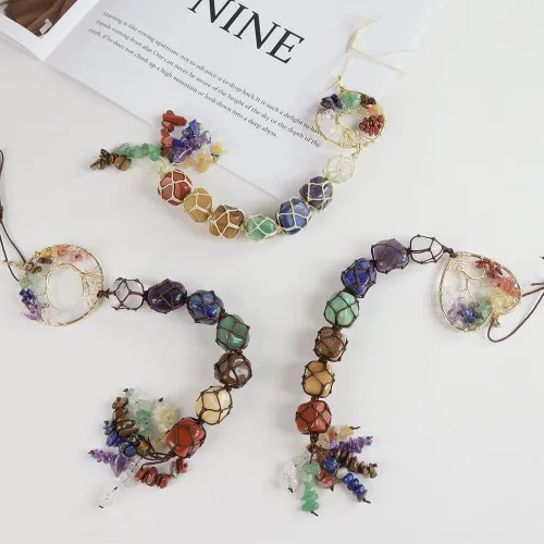 Miniatura 5 de Anjiucc Árbol de la Vida de Cristal Curativo de Piedra de 7 Chakras para Colgar en la Pared Decoración del Hogar Interior, Decoración de Ventana