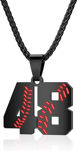 Miniatura 7 de Collar con número de béisbol para niños 00-99, collar con número de camiseta de béisbol de acero inoxidable, colgante personalizado, regalo