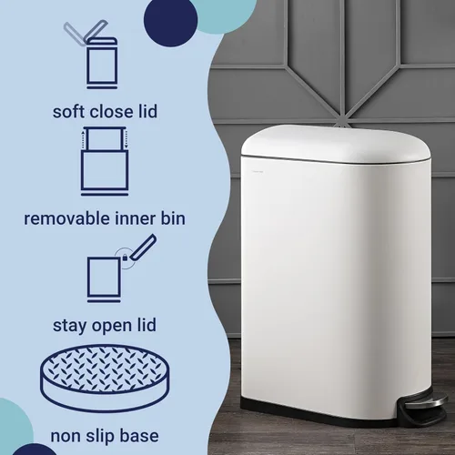 Miniatura 4 de happimess HPM1009C Roland Mini 2.6-Gallones Cesta de Basura con Pedal y Tapa de Cierre Suave, Moderna, Minimalista, Resistente a Huellas Dactilares