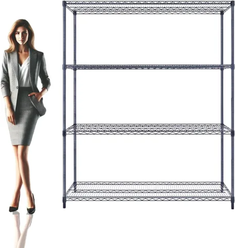 Miniatura 12 de NSF - Estantería comercial de alambre de 5 niveles con ruedas, estantes de metal resistente de 48 x 24 x 72 pulgadas, capacidad máxima de 4000 Negro