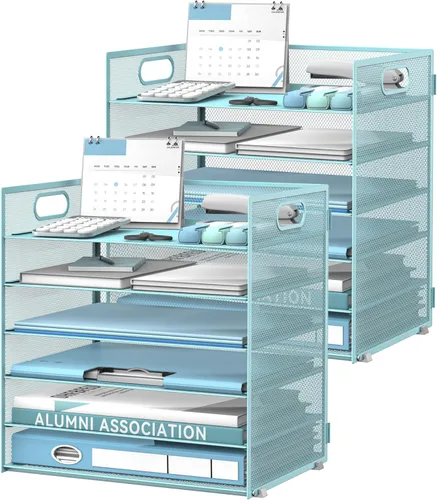 Miniatura 12 de Daltack Organizador de papel de 6 niveles para escritorio, organizador de bandejas de papel para escritorios, organizadores de archivos de Negro