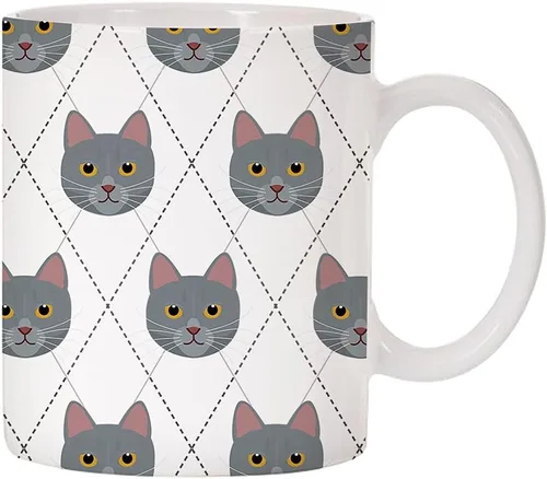 Miniatura 10 de Adorable Cat Breed Design Argyle Pattern Taza de café de cerámica (abisinian)