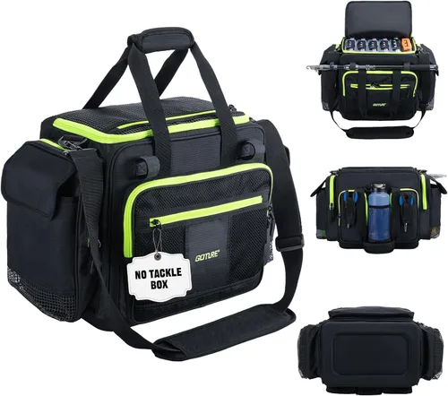 Miniatura 9 de Goture Bolsa Grande para Aparejos, Almacena Hasta 8PCS 3700 Plus 4PCS 3600 Bandejas para Aparejos (No Incluidas), Bolsa de Pesca Grande Resistente