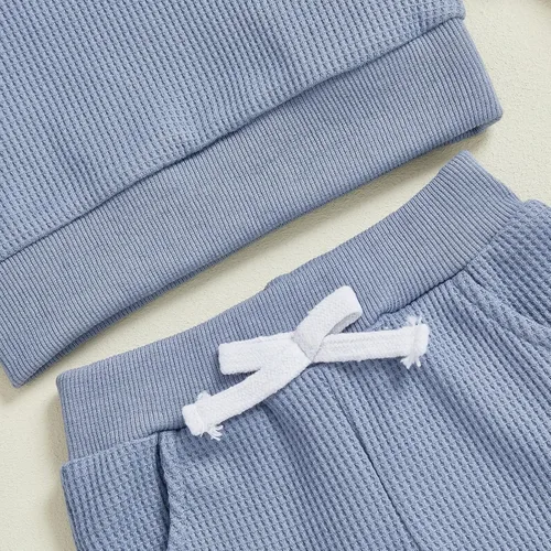 Miniatura 29 de Kuriozud Conjunto de 2 piezas de sudadera con cuello redondo y pantalones deportivos para niños pequeños para otoño e invierno