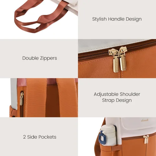 Miniatura 5 de LOVEVOOK Mochila convertible para mujer, Beige-Marrón, Moderno