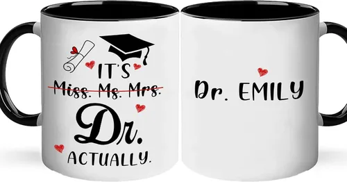 Miniatura 13 de A62227 - Taza de regalo de graduación personalizada con datos nutricionales de doctorado, nombre personalizado y año para mujeres, regalos de nuevo