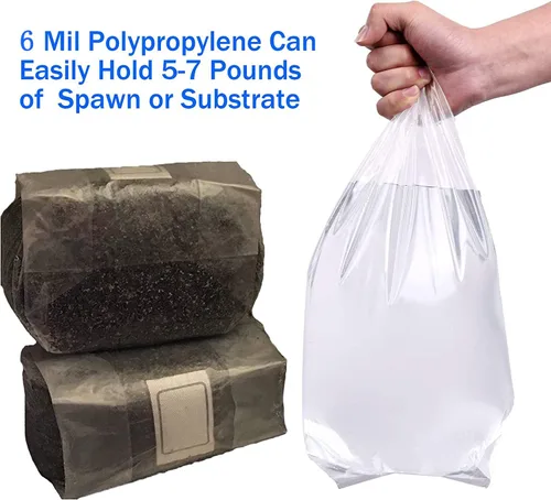 Miniatura 2 de Paquete de 15 bolsas de cultivo de hongos, bolsas de sustrato de hongos de polipropileno resistentes de 6 mil, tamaño grande de 8 x 5 x 20 pulgadas