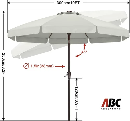 Miniatura 3 de ABCCANOPY Sombrillas prémium de 10 pies (3.05 m) para patio, beige claro