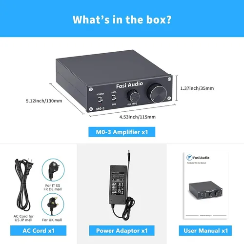 Miniatura 7 de Fosi Audio M03 - Amplificador de Subwoofer de 200 Vatios TPA3255, Mini Amplificador de Potencia de Audio Mono Canal para Teatro en Casa, Frecuencia