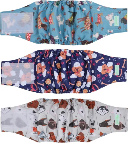 Miniatura 21 de wegreeco Pañales lavables para perros machos, paquete de 3 (ballena, talla L)
