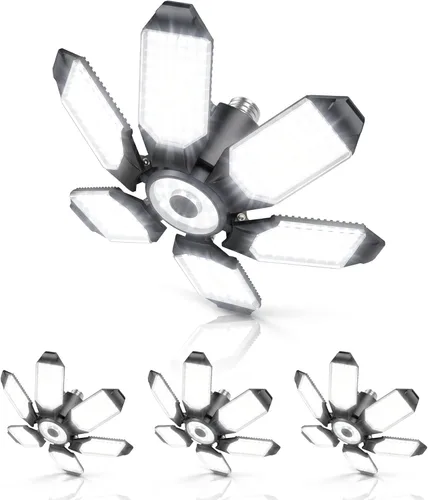Miniatura 9 de BRAINIAC Bombilla LED para garaje de 150 W, 15000 lm, luces de techo de garaje deformables con 6 paneles ajustables, E26/E27, luces de tienda