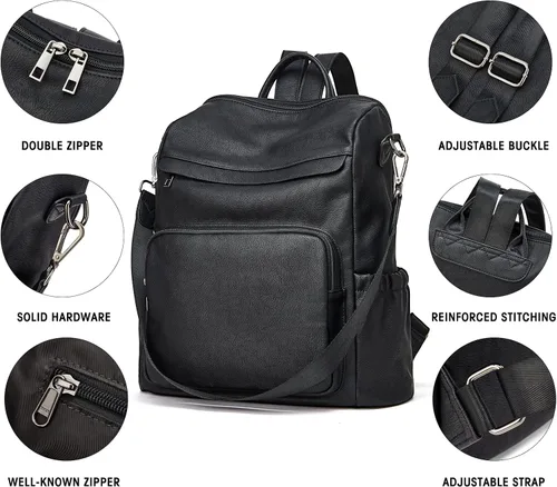 Miniatura 5 de Backpack Purse for Women Leather Convertible Travel Backpack Fashion Designer Large Shoulder Bags