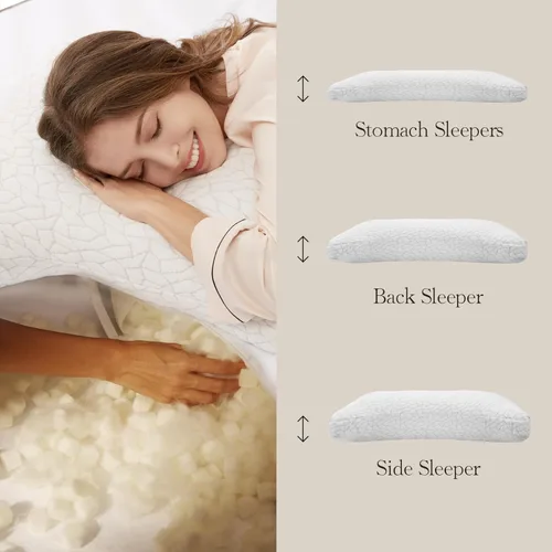 Miniatura 4 de Almohadas de espuma viscoelástica Luneast para dormir ajustable, transpirable, para dormir de lado, espalda y estómago, funda de almohada lavable