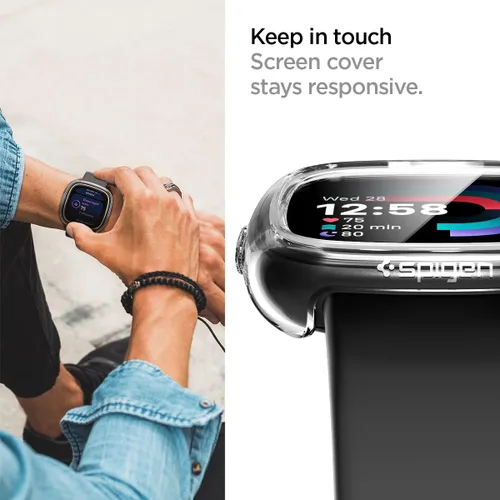 Miniatura 5 de Spigen Ultra híbrido diseñado para Fitbit Versa 4 / Sense 2 con protector de pantalla de vidrio templado, funda para reloj inteligente, transparente