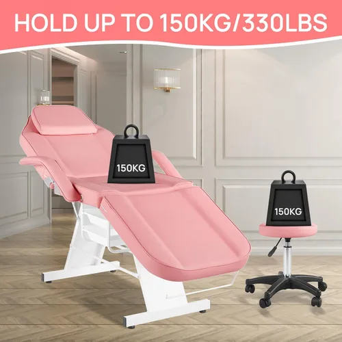 Miniatura 6 de Silla de tatuaje Silla facial para cliente ajustable 73 pulgadas cama de masaje spa esteticista con taburete para belleza tatuaje pestañas negro