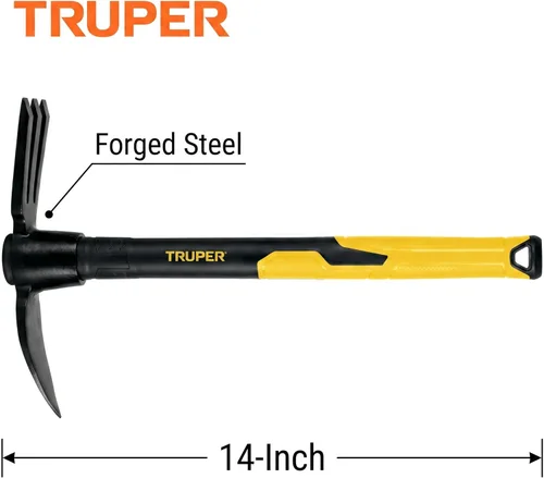 Miniatura 2 de Truper Cultivador rápido, cultivador de excavadora, mango de fibra de vidrio de 14 pulgadas con agarre cómodo, herramienta de excavación y aireación