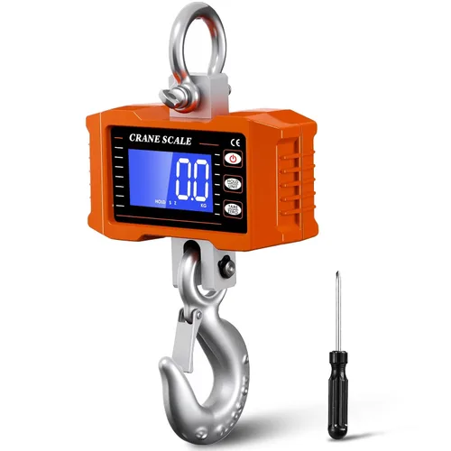 Escala de grúa digital Ofeace 1000 kg / 2200 lb, Escala colgante digital con pantalla LCD, Escala de grúa industrial de alta resistencia con cambio