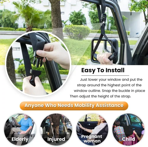 Miniatura 5 de E-cowlboy Barra de agarre para bastón automático, dispositivo de asistencia de movilidad portátil de nailon (negro, paquete de 2)