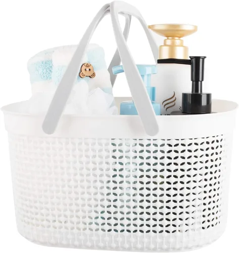 Miniatura 12 de rejomiik - Cesta portátil para ducha, organizador de plástico con asas, bolsa de aseo para baño, artículos esenciales para dormitorio universitario