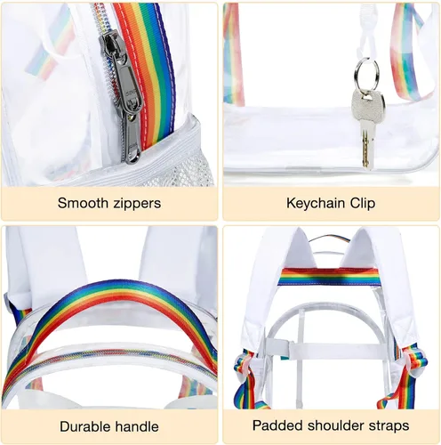 Miniatura 4 de LIGHT FLIGHT Mochila transparente con correas acolchadas reforzadas mochila transparente de PVC resistente Viajar
