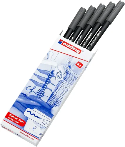Miniatura 2 de Edding e-1300 - Rotuladores con punta redondeada (0.118 in, 5 unidades), color gris 02: 5 Pens - Brownish grey