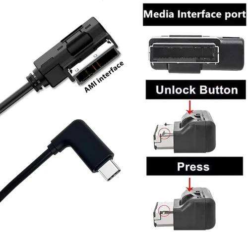 Miniatura 2 de Adaptador auxiliar MDI tipo C, interfaz de audio de música 2 en 1 compatible con Mercedes Benz para 17 16 Pro Max Air 15 Pro Max 15 Plus Android