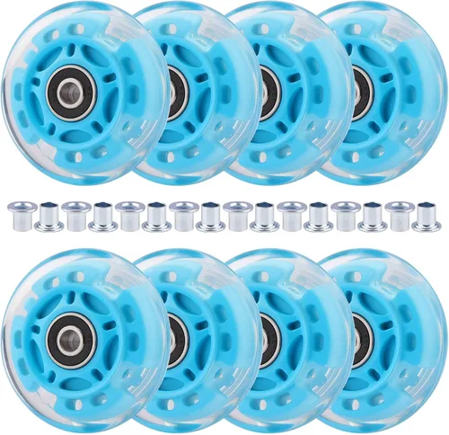 Miniatura 14 de 8 piezas de ruedas de patinaje en línea con luz LED, ruedas iluminadas 64/70/72/76/80mm con buje 85-88A para niños y jóvenes principiantes, patinaje