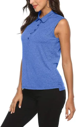 Miniatura 2 de AIRIKE Polo de golf para mujer, sin mangas, para verano, deportes, atlética, ropa de trabajo, de secado rápido, para mujer