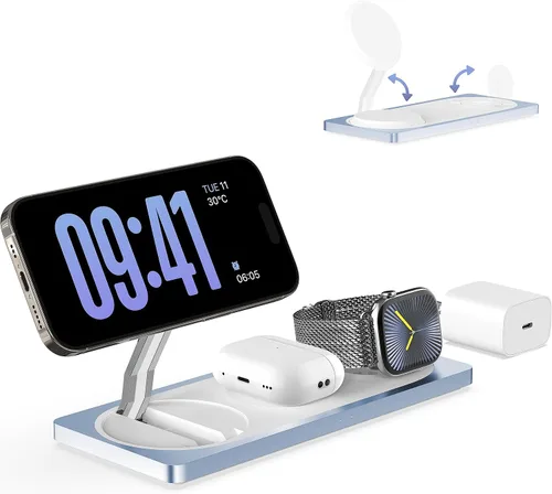 Miniatura 15 de Estación de carga 3 en 1 para dispositivos Apple: Usada para estación de carga de iPhone y reloj con soporte de cargador Magsafe, cargador Amarillo