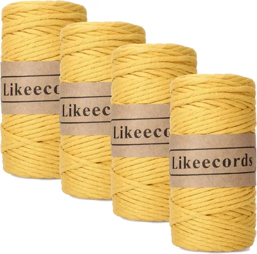 Miniatura 66 de Likeecords - Cuerda de macramé de 4 mm de un solo hilo, 80 m de cuerda de macramé colorida, cuerda de algodón para macramé, cuerda de algodón