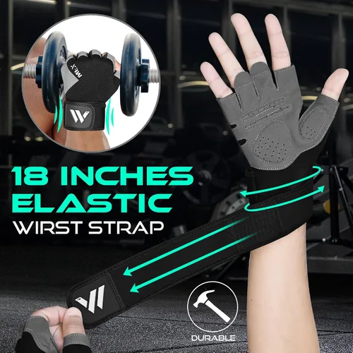 Miniatura 3 de WESTWOOD FOX Guantes de gimnasio para entrenamiento de fitness, antideslizantes, absorben los golpes, guantes de levantamiento de pesas, agarre