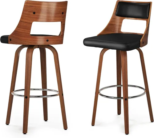 Miniatura 14 de SIMPLIHOME Randolph Taburetes de mostrador (juego de 2) – asientos de cocina tapizados de madera curvada de 28 pulgadas de altura de asiento
