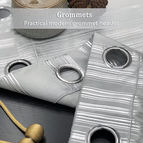 Miniatura 8 de always4u Cortinas de terciopelo suave de 108 pulgadas de largo con estampado de papel de aluminio de lujo, cortinas de dormitorio de eficiencia