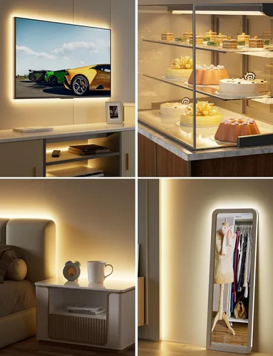 Miniatura 7 de MIWISE Tira de luces LED USB 5V, tira de luz LED COB súper brillante de 2700K blanco cálido con interruptor regulador táctil, cinta de luz regulable