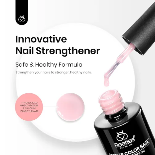 Miniatura 2 de Beetles - Esmalte de uñas en gel base rosa, 1 unidad, 0.5 onzas líquidas: color rosa desnudo 5 en 1, esmalte pastel constructor, punta francesa